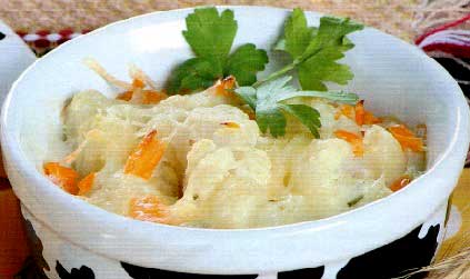 Цветная капуста с творогом и сметаной