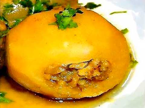 Картофель, фаршированный грибами с сыром фотография