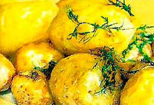 Картофель запеченный с чесноком, лимоном в духовке фотография