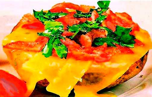 Картофель с начинкой из сыра и помидоров с творогом фотография