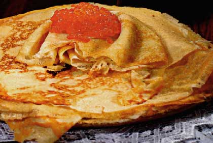 Блинчики с красной икрой классические