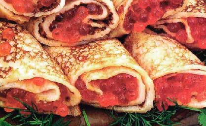 Блины на соде с соленой икрой