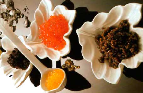 Красная и черная соленая икра рыбы