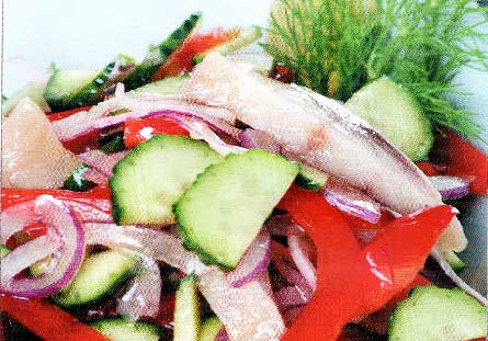 Сельдь под маринаде с овощами, чесноком