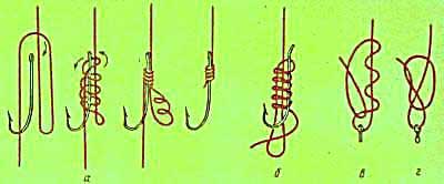 Узлы для привязывания рыболовных крючков изображение