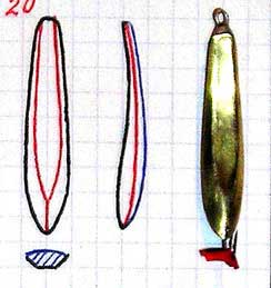 Чертеж самодельной отвесной окуневой блесны фото