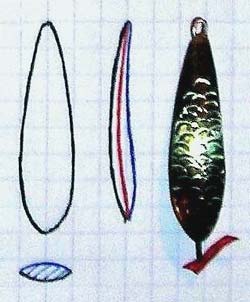 Чертеж самодельной уловистой зимней блесны на окуня