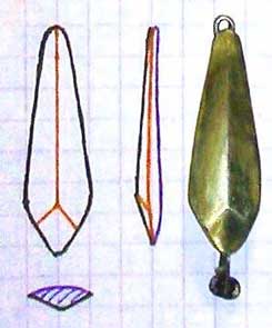Самодельная блесна на окуня для мели - фото чертежа выкройки