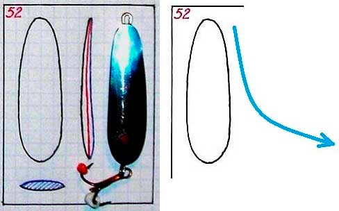 Чертеж выкройки лепестка судаковой блесны
