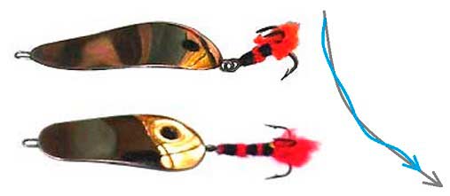 Блесны для зимней ловли щуки на колеблющихся траекториях проводок